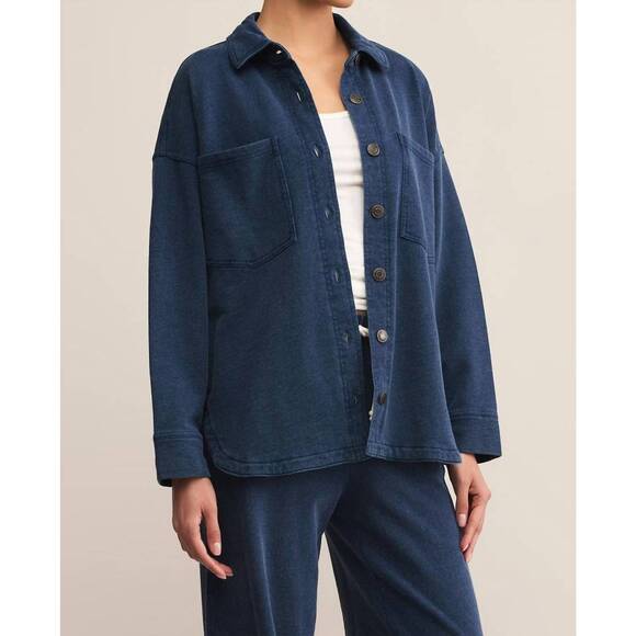 NEW Z SUPPLY all day knit denim jacket in indigo - Picture 4 of 4